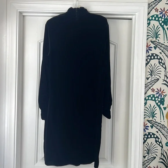 Vtg 90’s Andrea Jovine Black Velvet Victorian Goth Split Long Tunic Button Top S - Picture 7 of 9